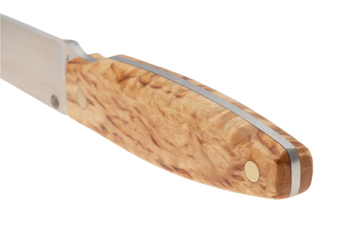 Nordic Knife Design Otter 2055, Satin 14C28N, Curly Birch, vaststaand mes