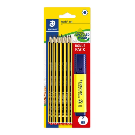STAEDTLER® Noris® 120 Bleistift Big Pack 12x HB, gelb/schwarz, inkl. Textmarker 100% PEFC