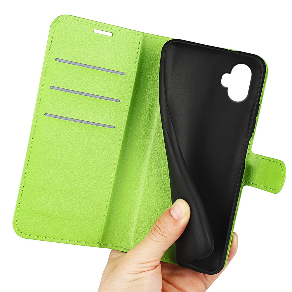 Samsung Galaxy XCover7 Pro Leder Tasche Flip Cover Litchi Look - Grün