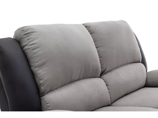 Canapé de Relaxation électrique 2 places Microfibre et Simili Léo - Gris et Noir - L143 x 93 x 96cm - Loungitude