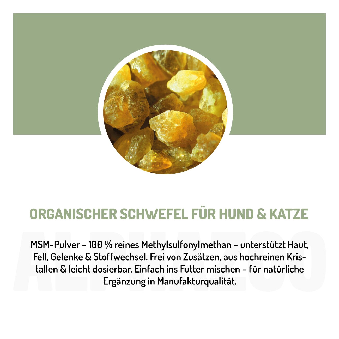 ALPHAZOO MSM-Pulver für Hunde und Katzen 250 g