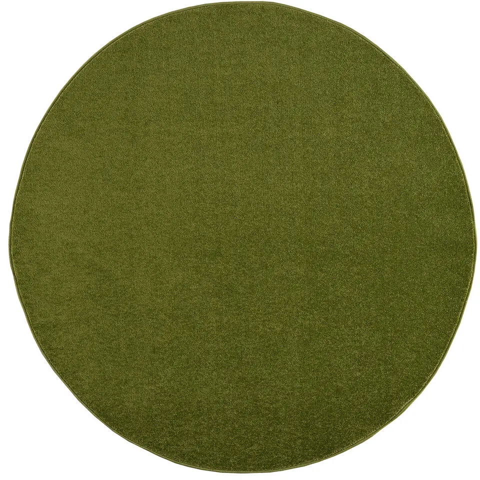 Uni Rond Effen Laagpolig Vloerkleed Modern Groen - 120 CM ROND
