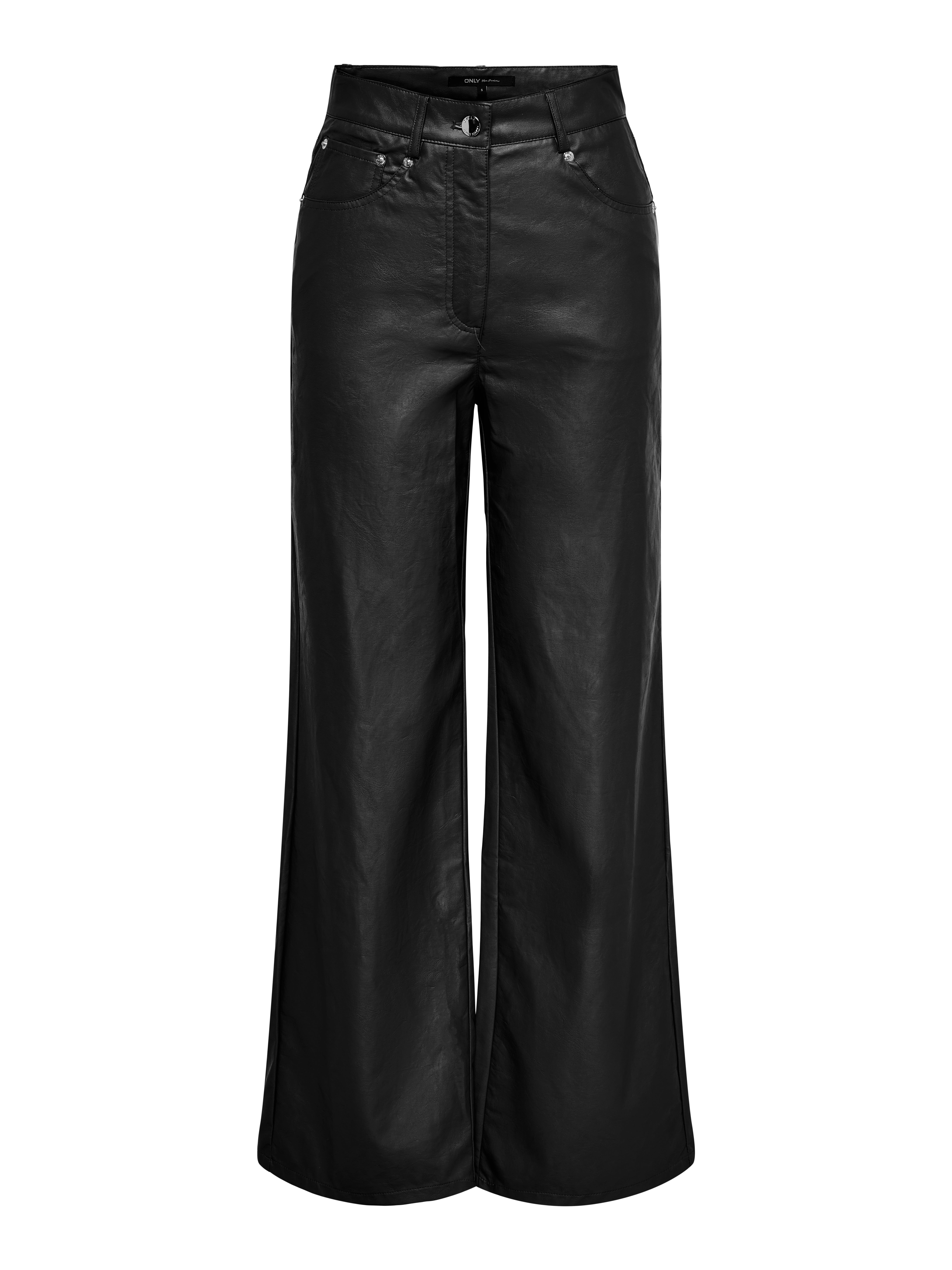 ONLHOPE-MADY Hohe Taille Normal geschnitten Hose in Lederoptik Black