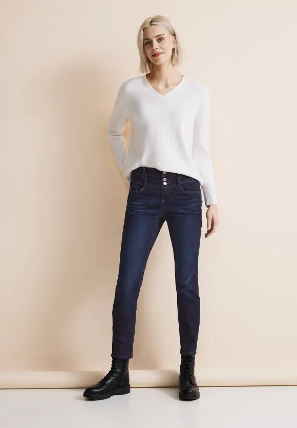 Casual Fit Mom Jeans - dark blue soft wash