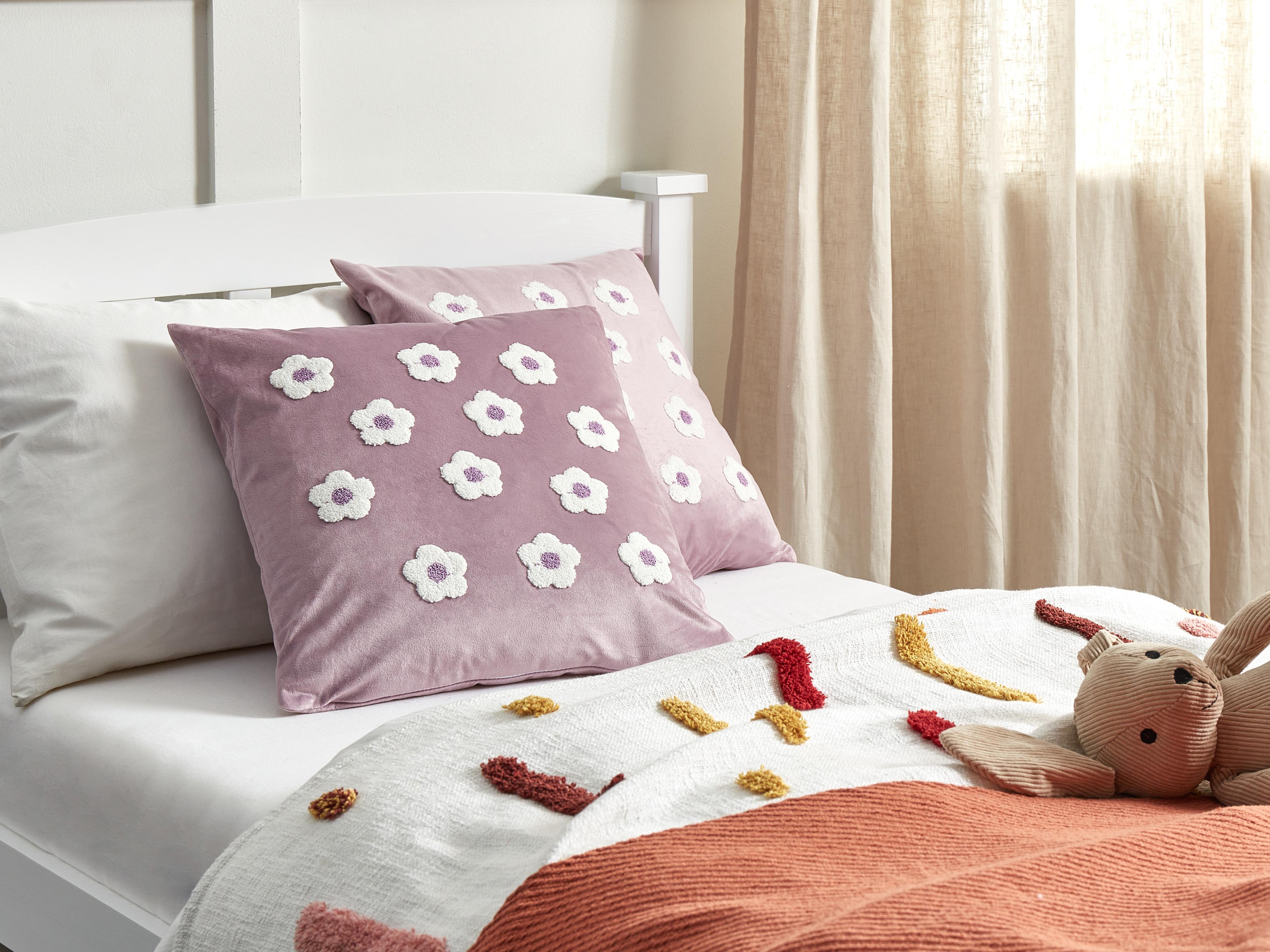 Set van 2 sierkussens ECHINACEA Fluweel 45 x 45 cm Paars