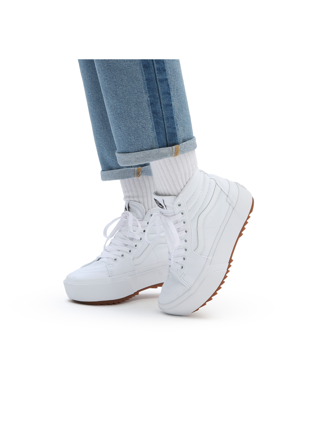 vans Sneakers montantes compensées femme sk8-hi stacked blanc
