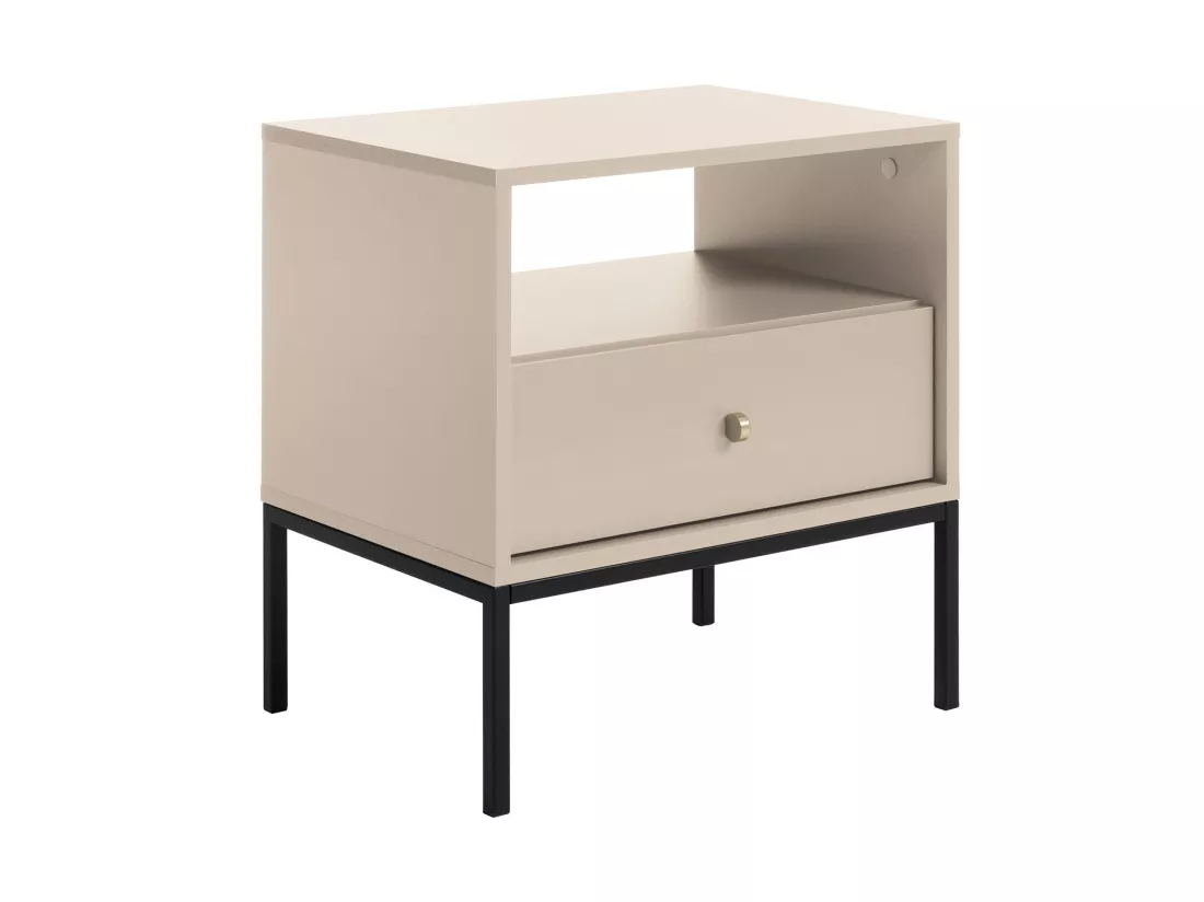 Lot de 2 tables de chevet - 1 tiroir et 1 niche - Beige - BOGDAN