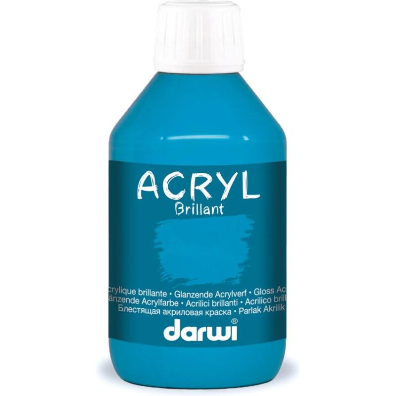Darwi Flacon de 250 ml de Peinture Acrylique Universelle Brillante - Bleu