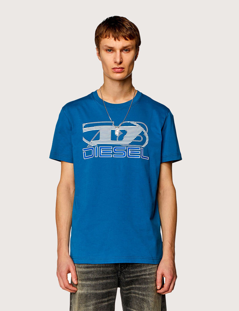 DIESEL T-SHIRT HOMME DIEGOR K74 LOGO POITRINE BLEU