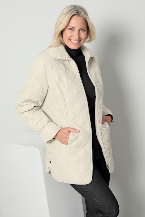 Steppjacke, figurumspielend, Hemdkragen, Langarm