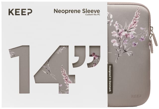 KEEP 14'' neopren sleeve til bærbar computer (Portabellablomst)