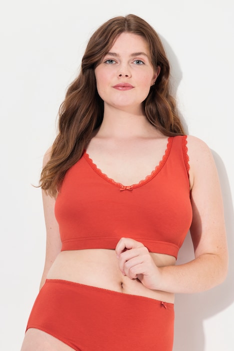 Bustier, Zierkante, V-Ausschnitt, Biobaumwolle