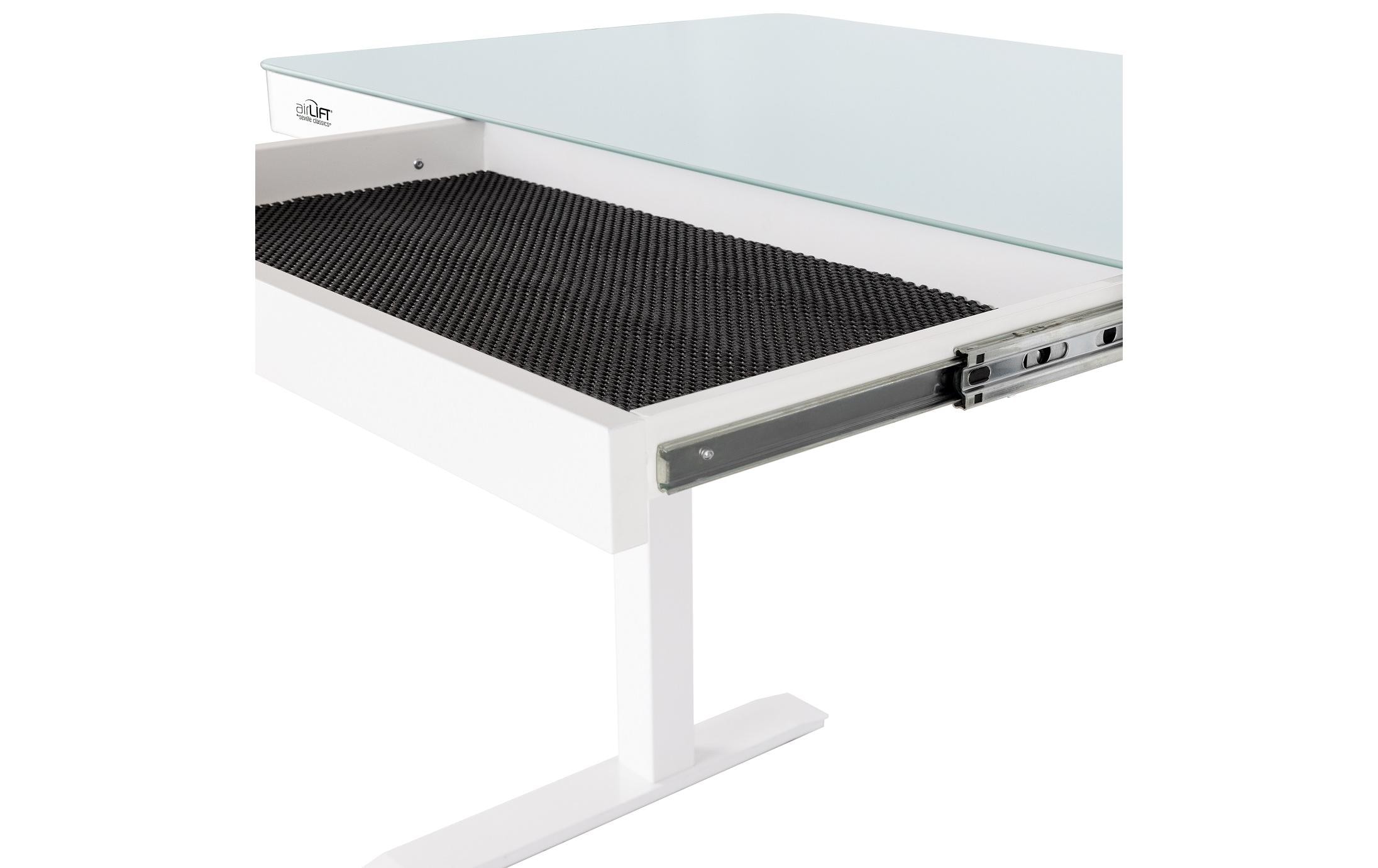 Stehtisch Airlift 1.2 x 0.6 m, Weiss<br>Tischgestell mit Glasplatte
