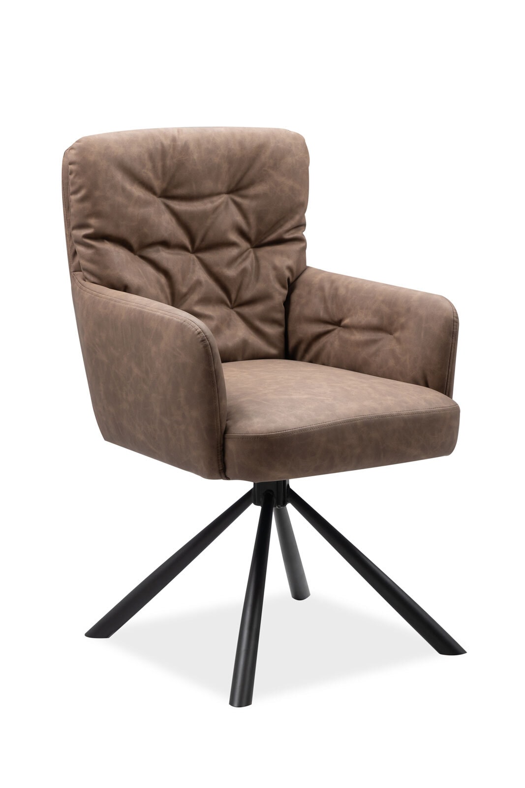 Stuhl Bobby Lederlook braun Metallgestell schwarz 60x93x67 cm