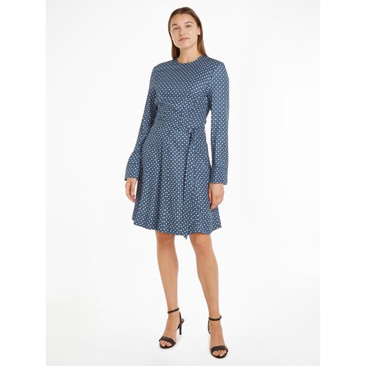 Tommy Hilfiger Foulard Fit & Flare Knee Kjole, Heritage Foulard/Fossil Blue, 38