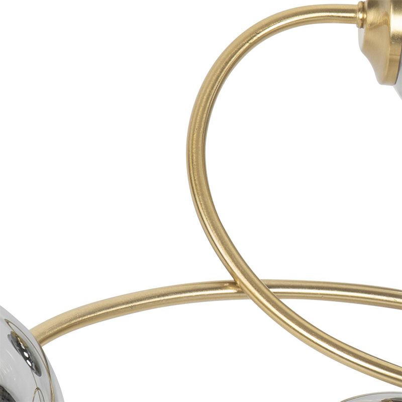 Moderne plafondlamp goud 6-lichts met smoke glas - Athens