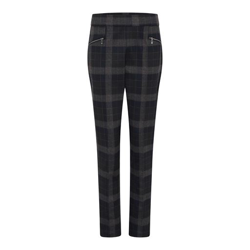 Micha Stretchy Check Bukser, Brown/Black, 48