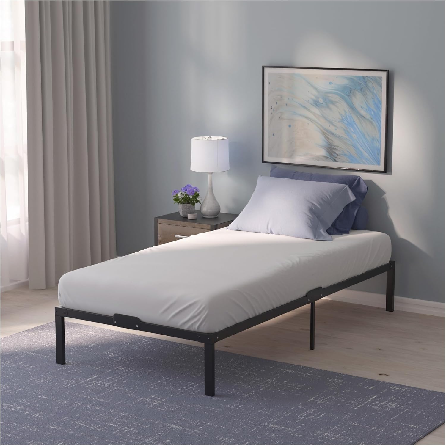 Dreamzie Bett 90x200 mit Lattenrost Metall 41cm Bettgestell 90 x 200 Robust, Leichte Montage, Umfangreicher Stauraum RZ0489892