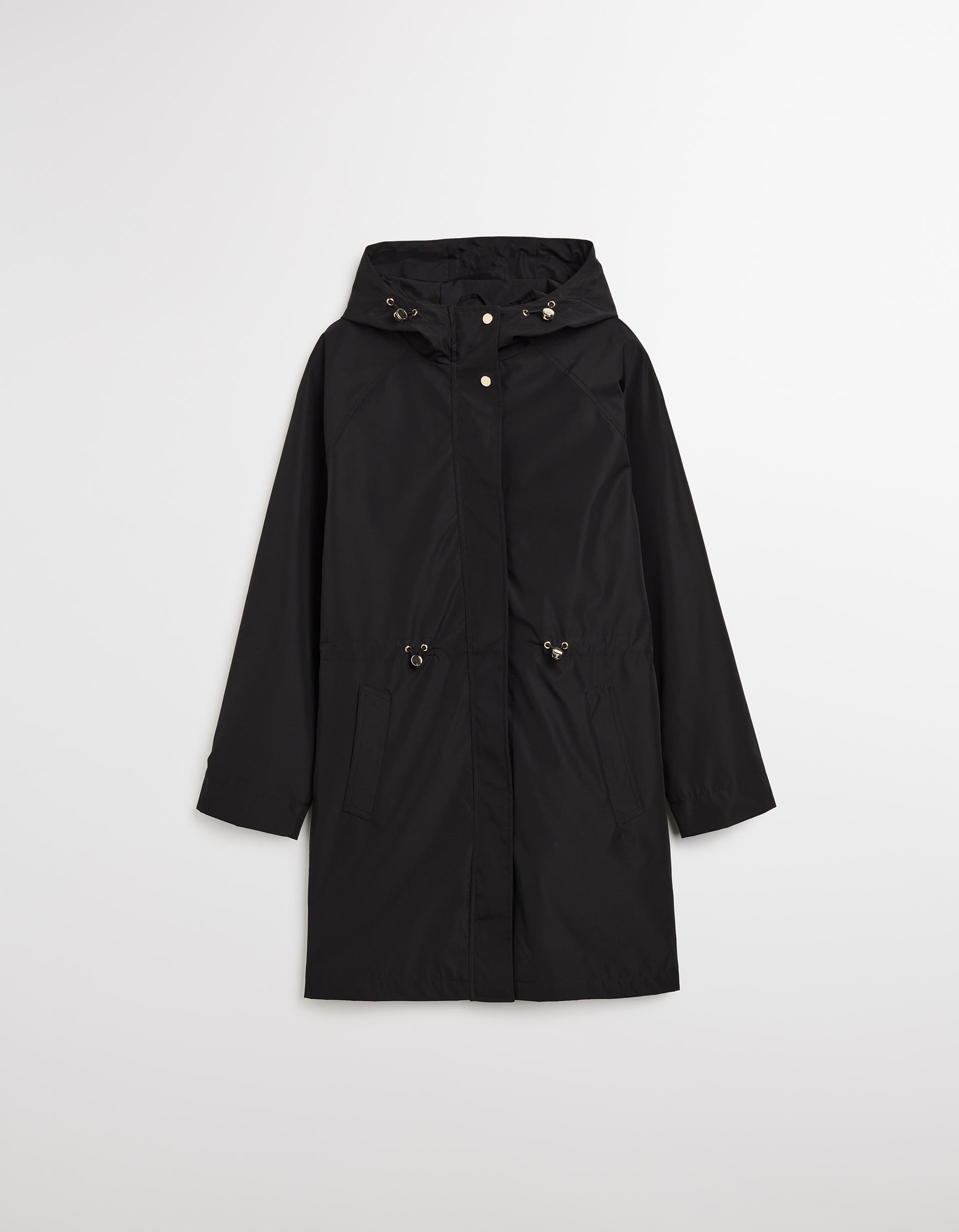 Parka Comprida com Capuz, Mulher, Preto