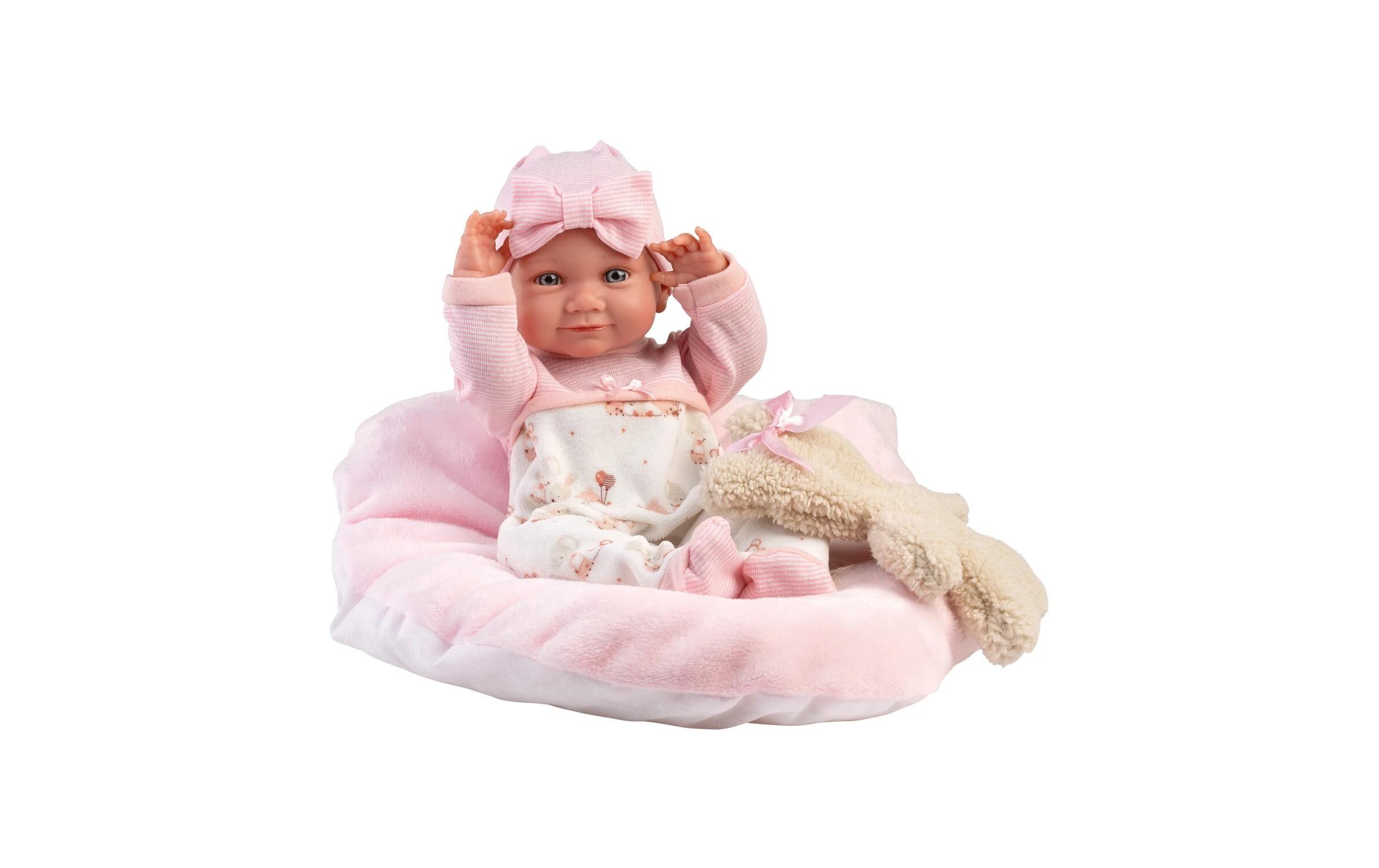 Babypuppe Nica mit Kissen Rosa 40 cmNew Born Puppe mit weichem Stoffkörper