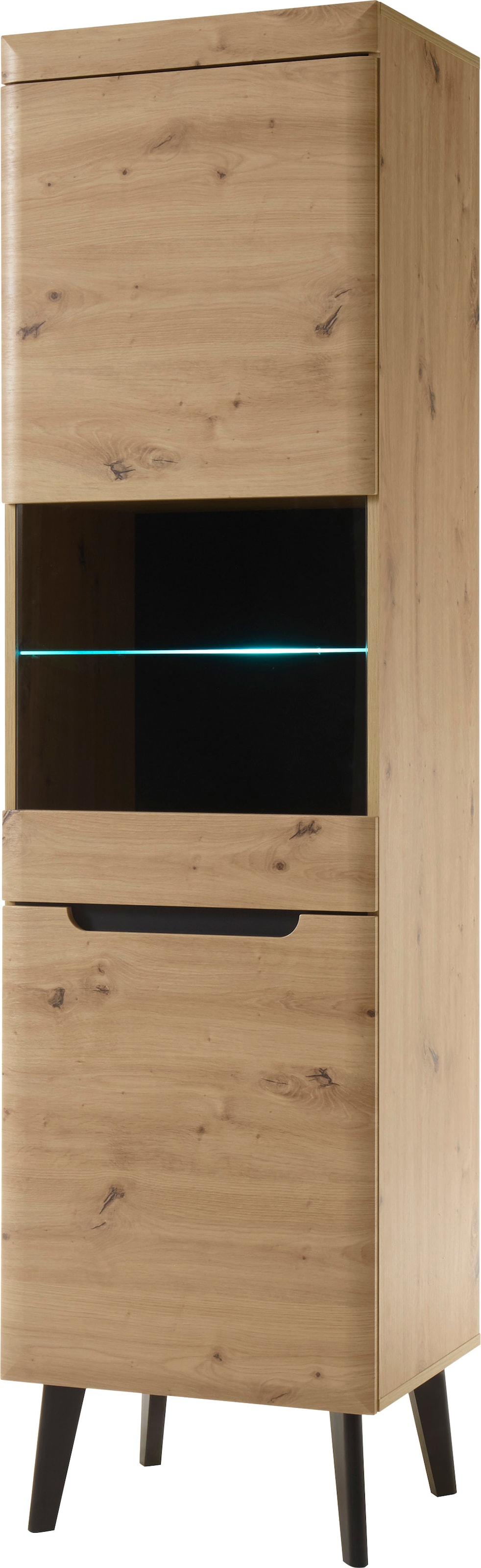 INOSIGN Vitrine »Torge, Hochschrank, Glasvitrine, Standvitrine, Vitrinenschrank« 1 Stk. tlg. in drei verschiedenen Farben verfügbar, Glastür & -boden, 53 cm breit