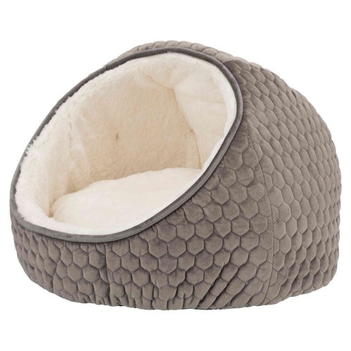 Cama em forma de caverna Trixie Livia, cor taupe com detalhes em bege, para cães.