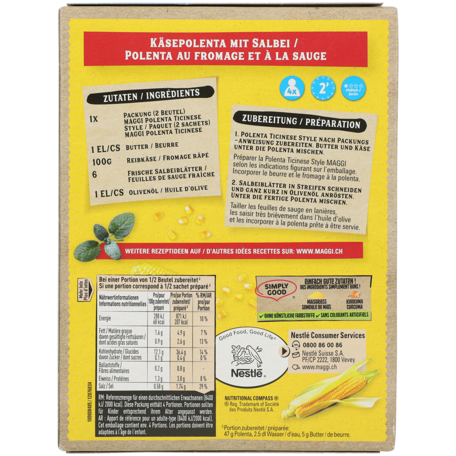 Maggi Polenta Ticinese-Style 188G