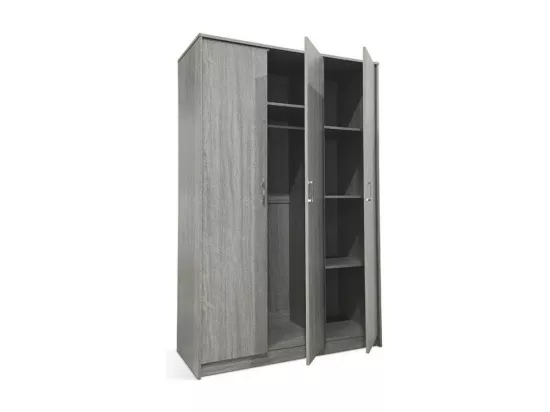 Armoire 3 portes coloris chêne collection REY. Garde Robe idéal pour votre entrée ou votre buanderie