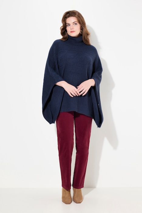 Poncho, Rollkragen, oversized, Halbarm