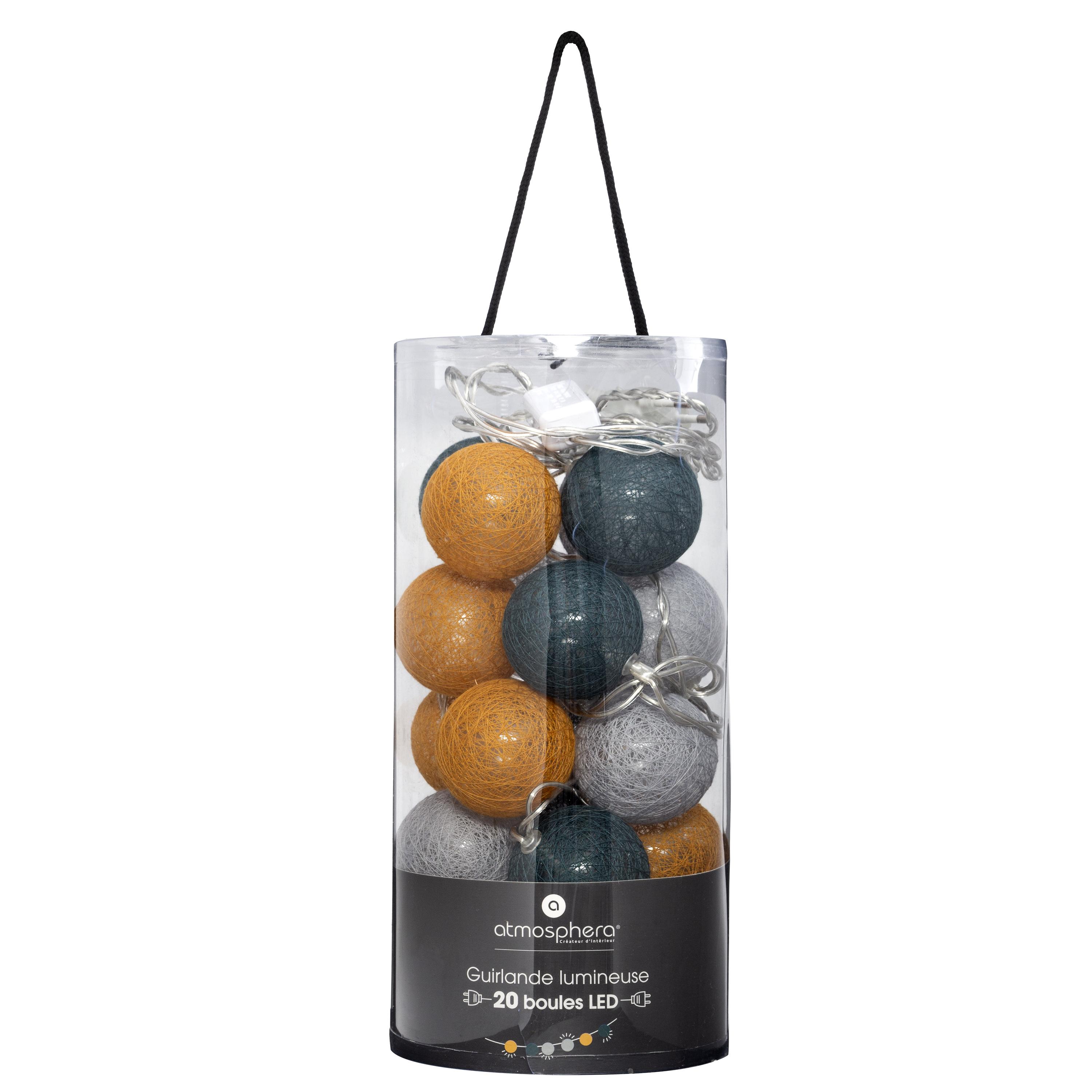 GUIRLANDE LED SECTEUR 20 BOULES TROPI D.6CM