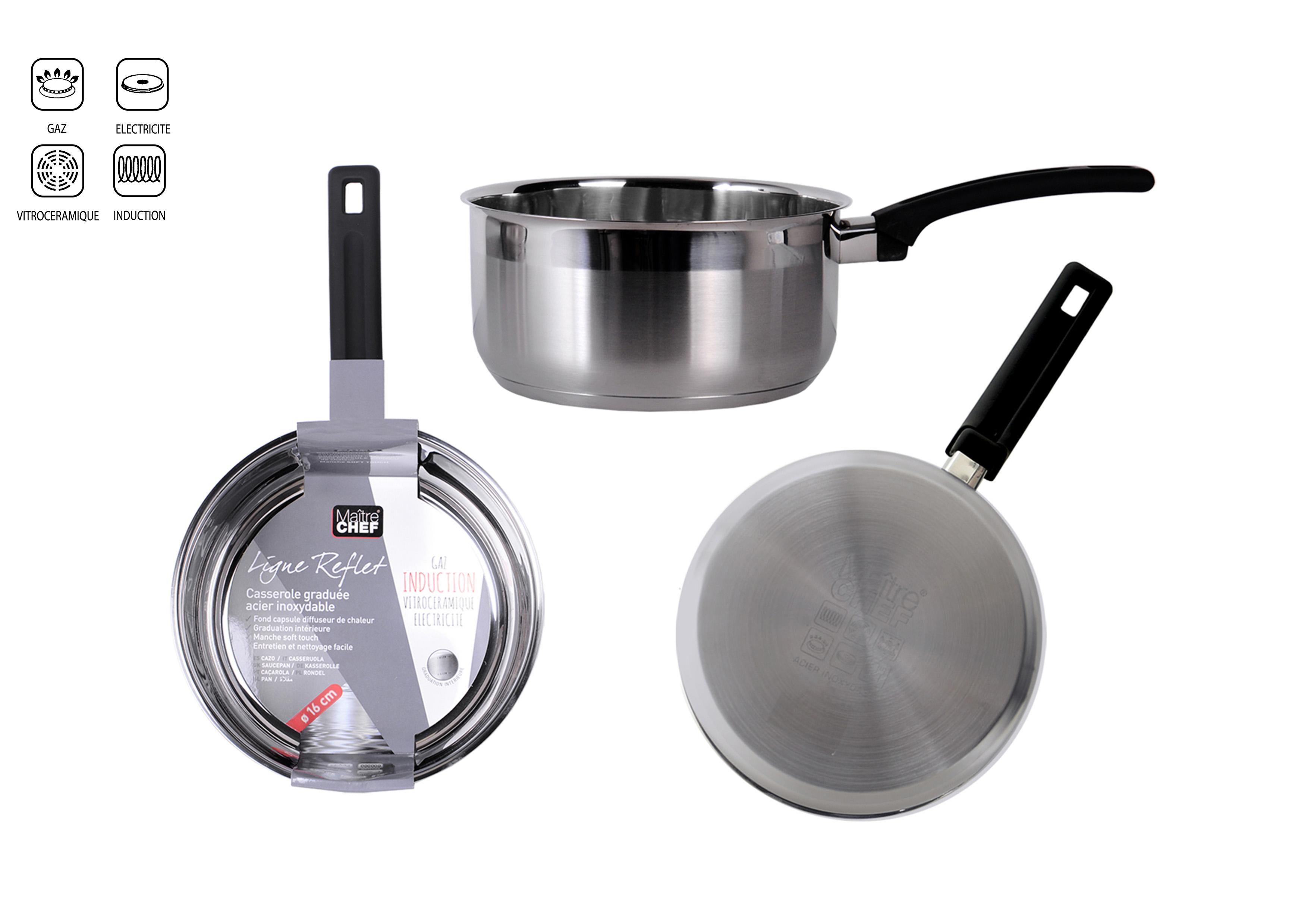 CASSEROLE INOX REFLET GRADUEE 16CM