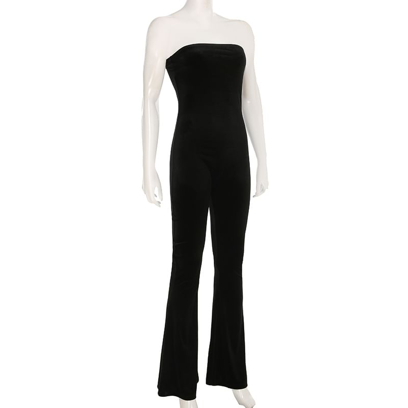 Cincine - Strapless effen uitlopende jumpsuit