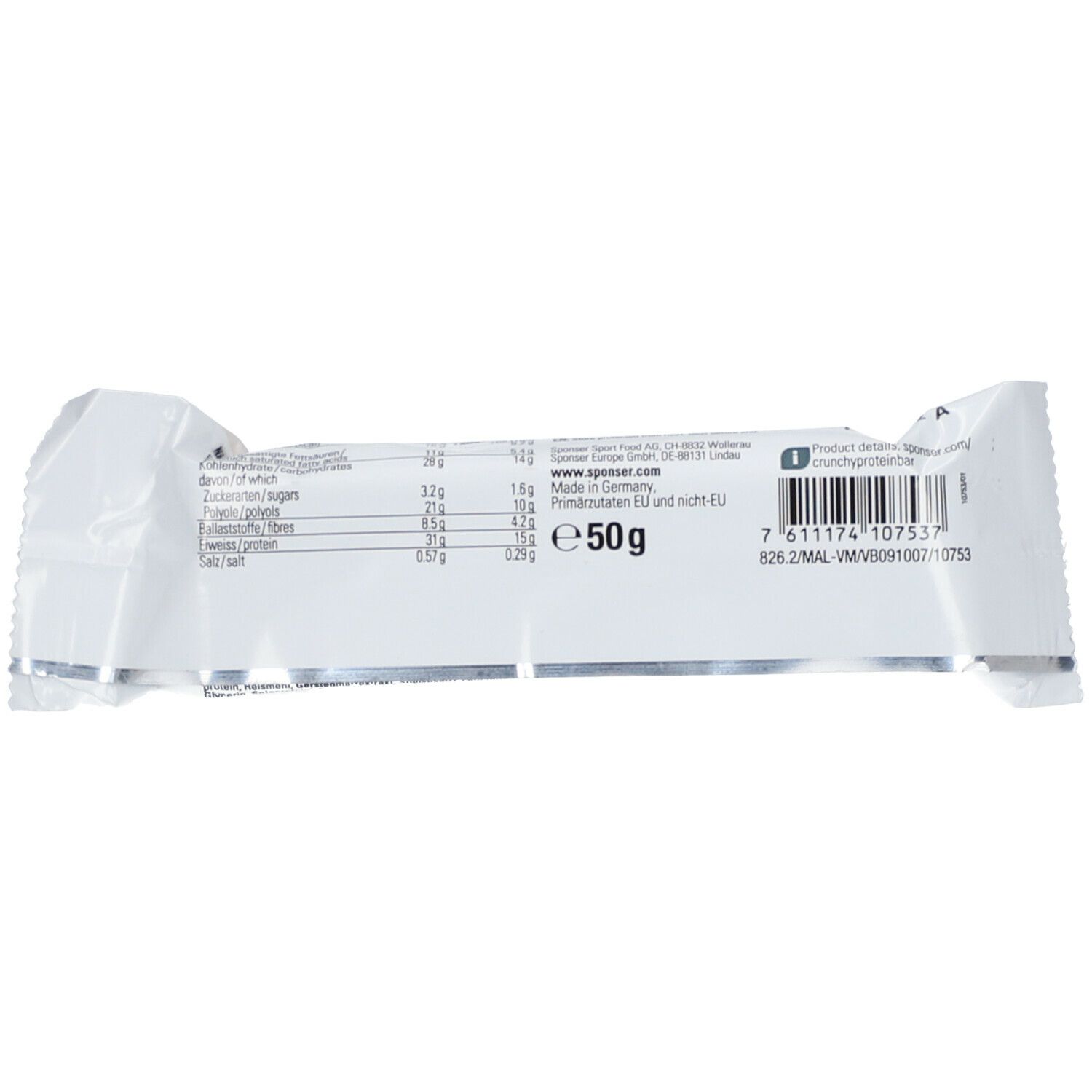 SPONSER® CRUNCHY PROTEIN BAR, Peanut-Caramel