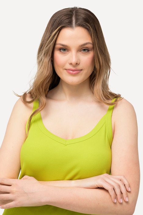 Ripptop, Slim, V-Ausschnitt, ärmellos, schmale Träger