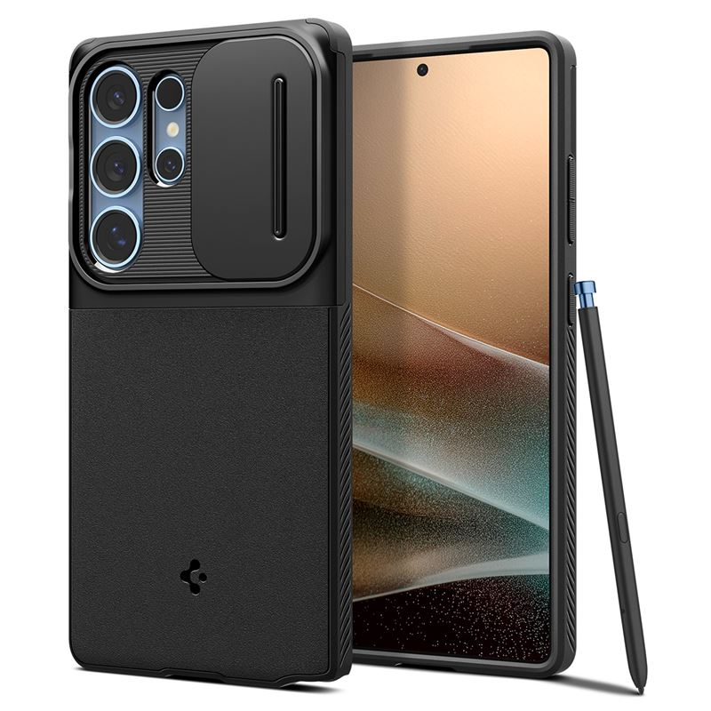 Samsung Galaxy S25 Ultra Optik Armor Hybrid Case Hülle mit Cam-Slider (ACS08969) - Schwarz