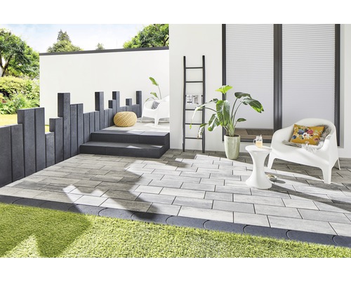 Straatsteen, multiformaat straatsteen Crescendo PRO-TEC, wit-antraciet melange, 8 cm dik