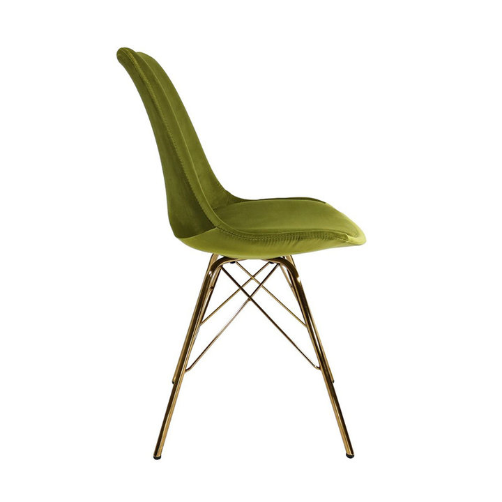 Kick collection - Stoel Velvet Groen - Goud frame