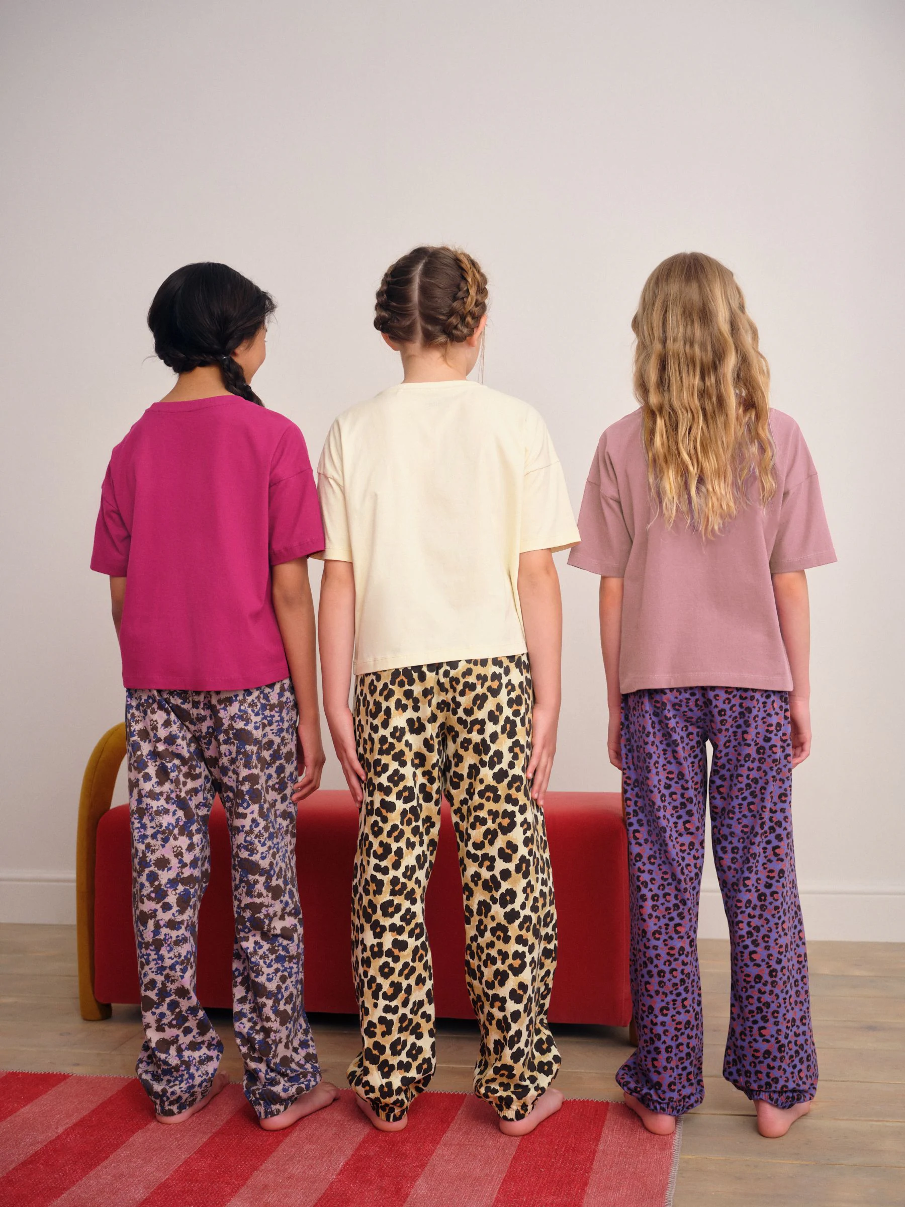 Plum/Bruin - Verpakking van 3 pyjama's met joggingbroek met dierenprint (3-16jr)