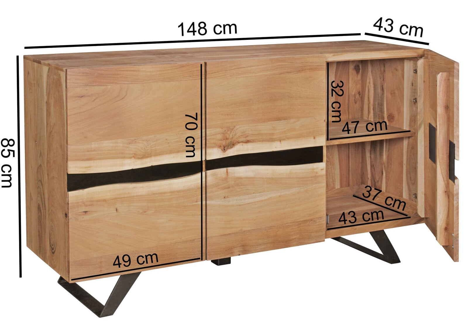 Sideboard 148 x 85 cm braun
