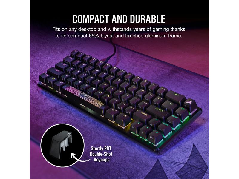 Corsair Gaming-Tastatur K65 Pro Mini Optisch-mechanische Gaming-Tastatur mit RGB-LED Hintergrundbeleuchtung und Corsair OPX-Tastenschaltern