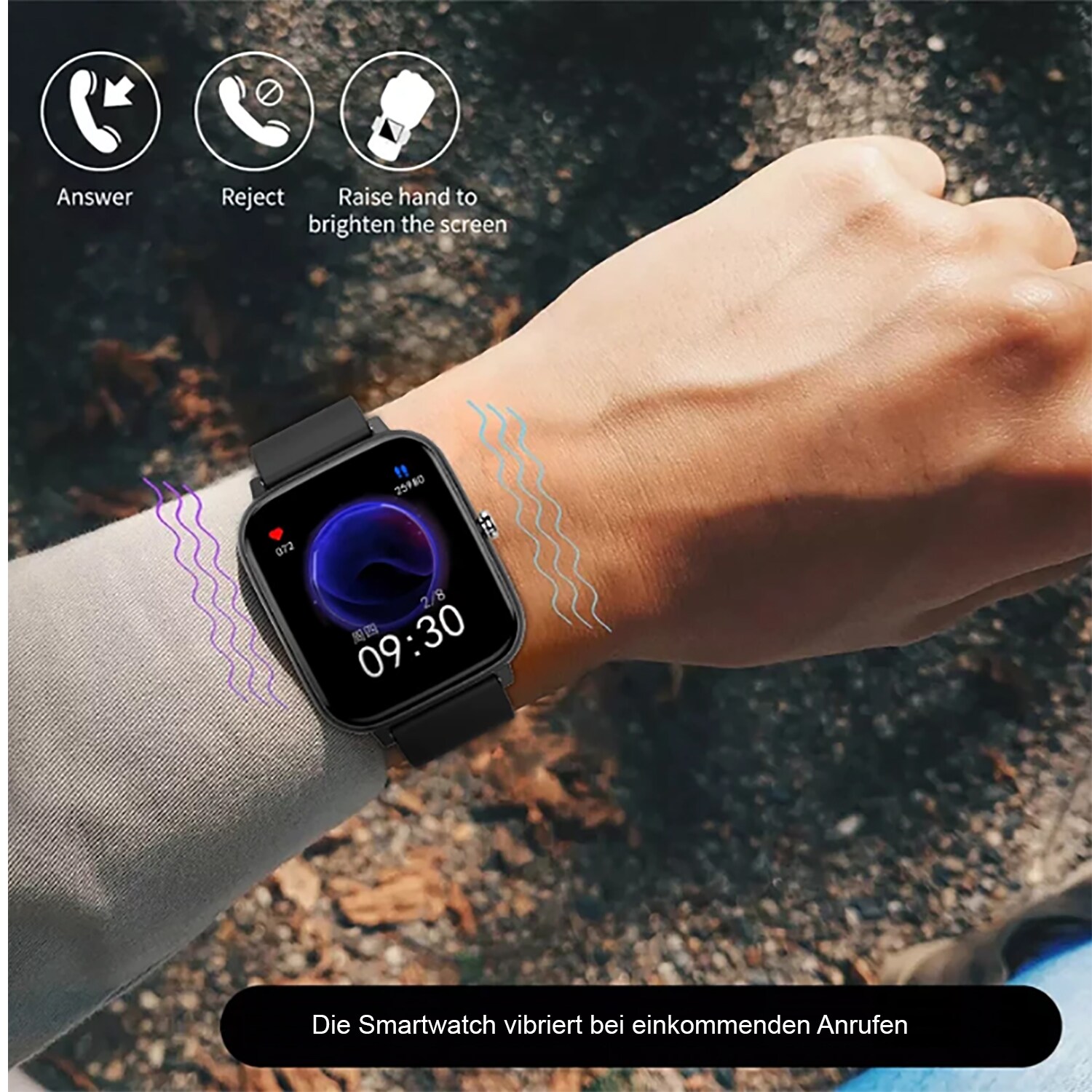 TPFNet Smart Watch / Fitness Tracker IP67 - Silikon Armband - Android & IOS - Grün