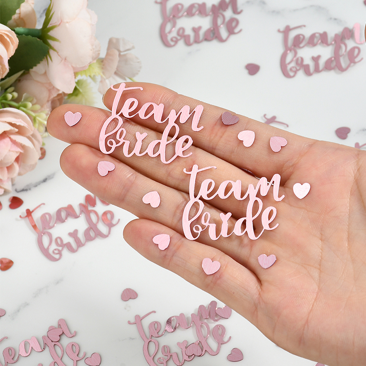 (30g) Konfetti Junggesellinnenabschied Party Deko Streukonfetti Team Bride Metallic Tischdekoration - Rosa