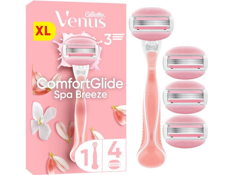 Gillette Venus Damenrasierer ComfortGlide Spa Breeze 4er Damenrasierer mit rutschfestem, ergonomischem Handstück