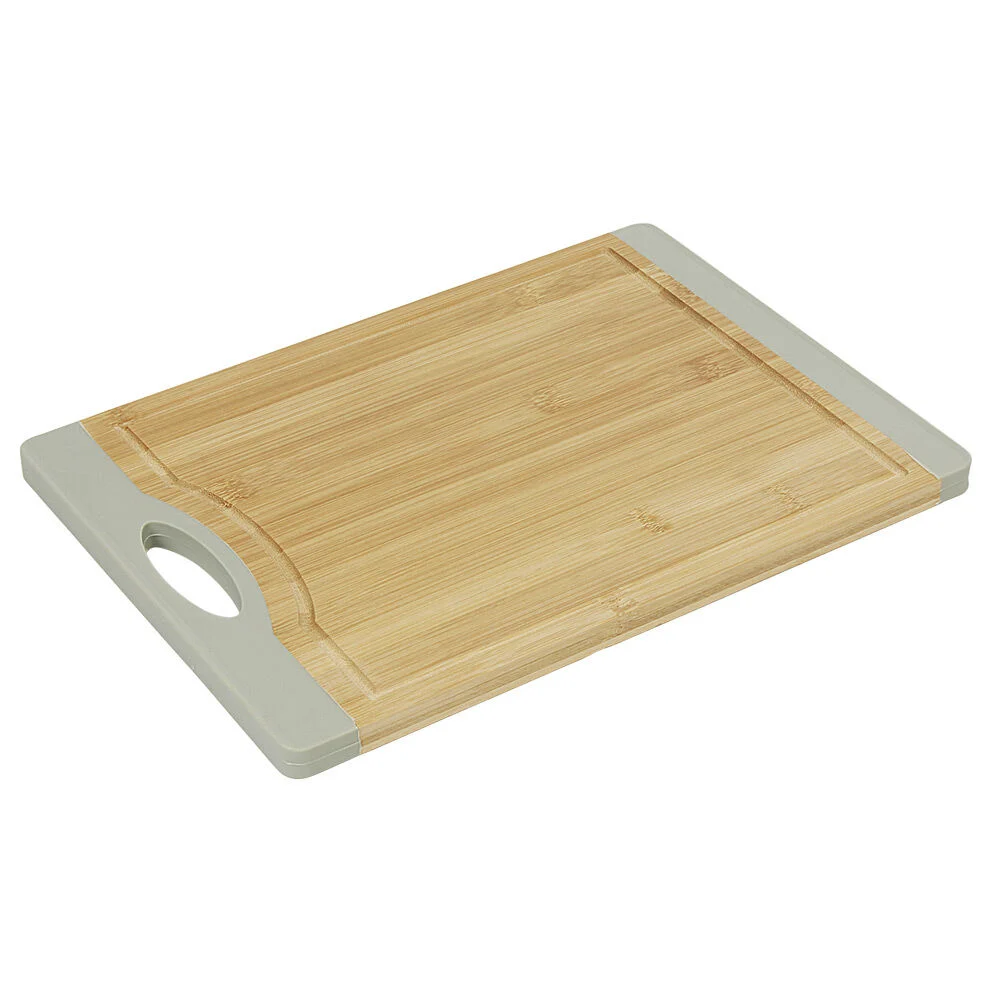 Planche à découper bambou bord silicone gris