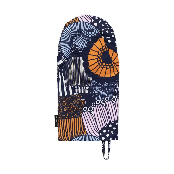 Marimekko - Pieni Siirtolapuutarha Ofenhandschuh, weiss / hellgelb / orange / hellblau