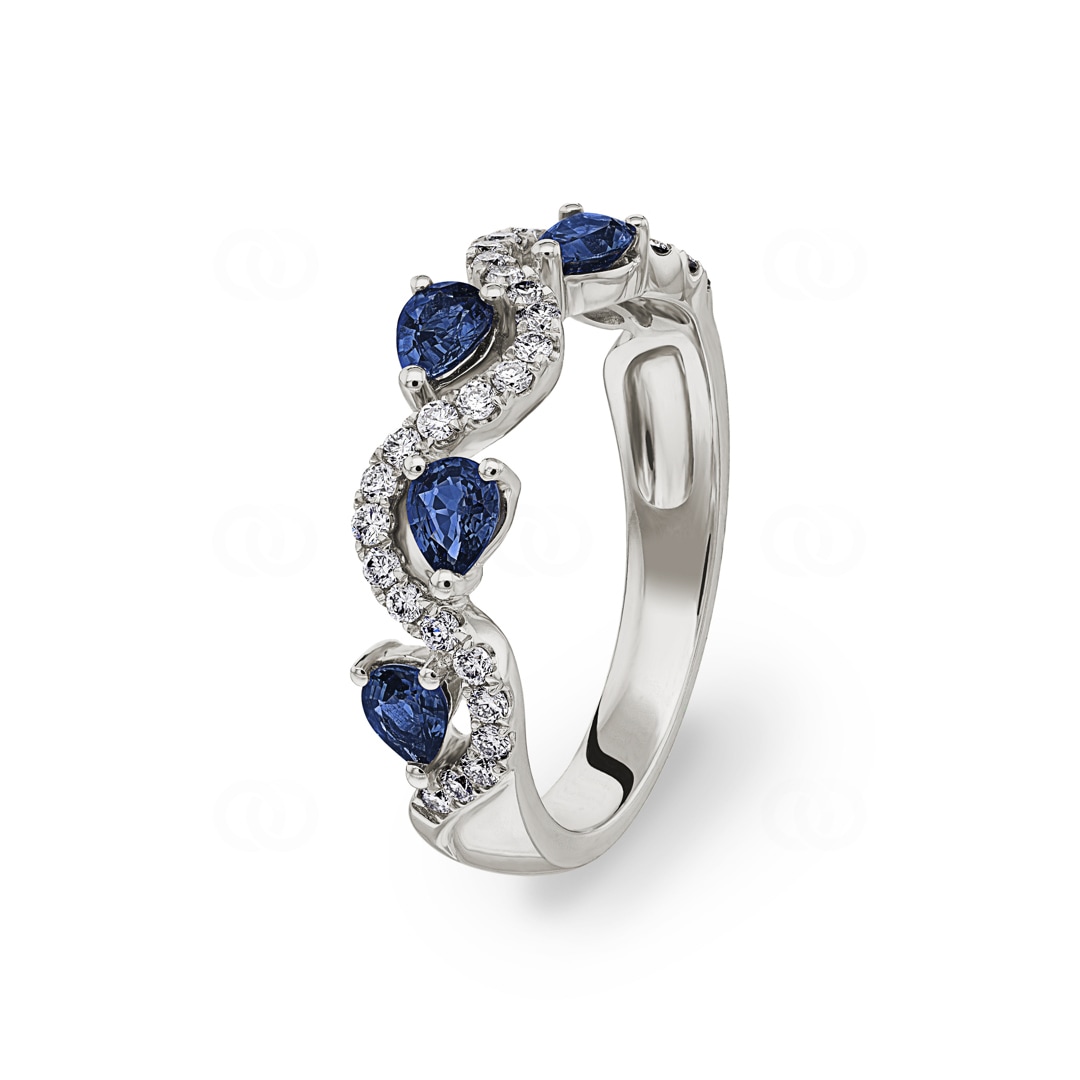 Ring 750/18 K Weissgold mit Saphiren & Diamanten 0.34 ct H/si Ø 56