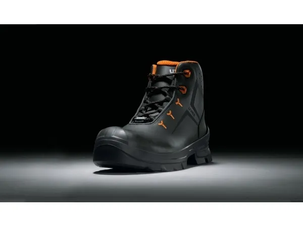 Uvex 2 MACSOLE, Unisex, Voksen, Sikkerhedsstøvler, Sort, Orange, A, E, ESD, FO, HI, HRO, P, S3, SRC, WRU, Snørrelukning