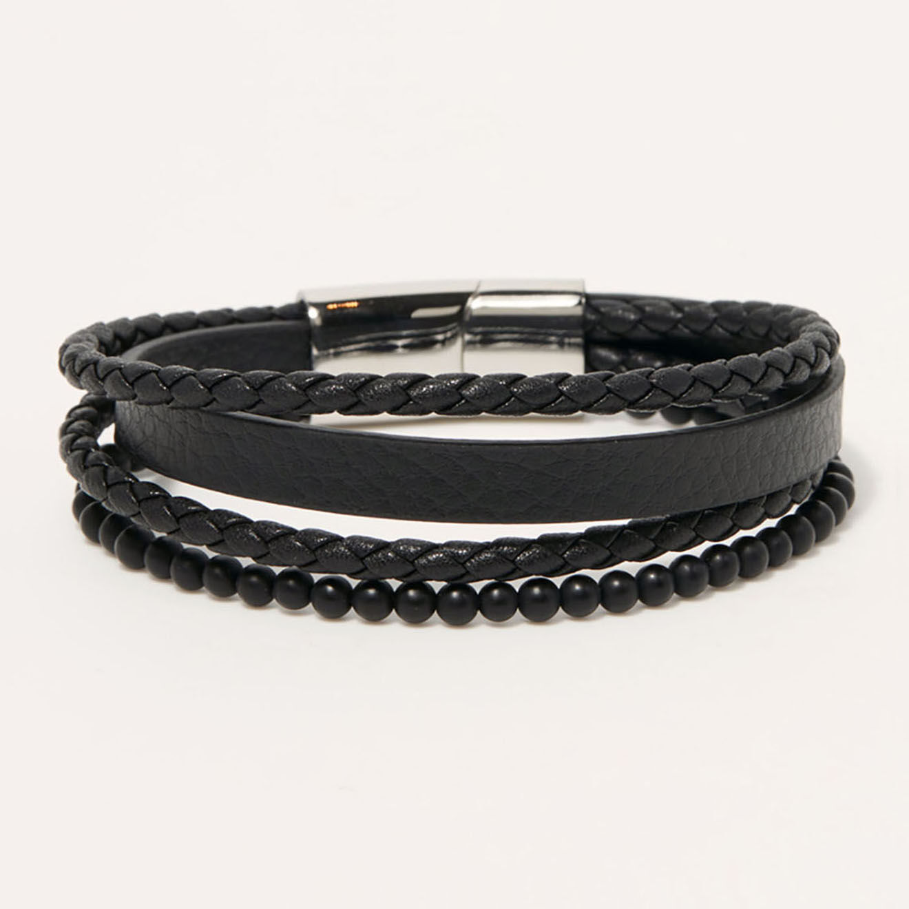 Jacobson Bracelet Neria en Cuir & Agate noire