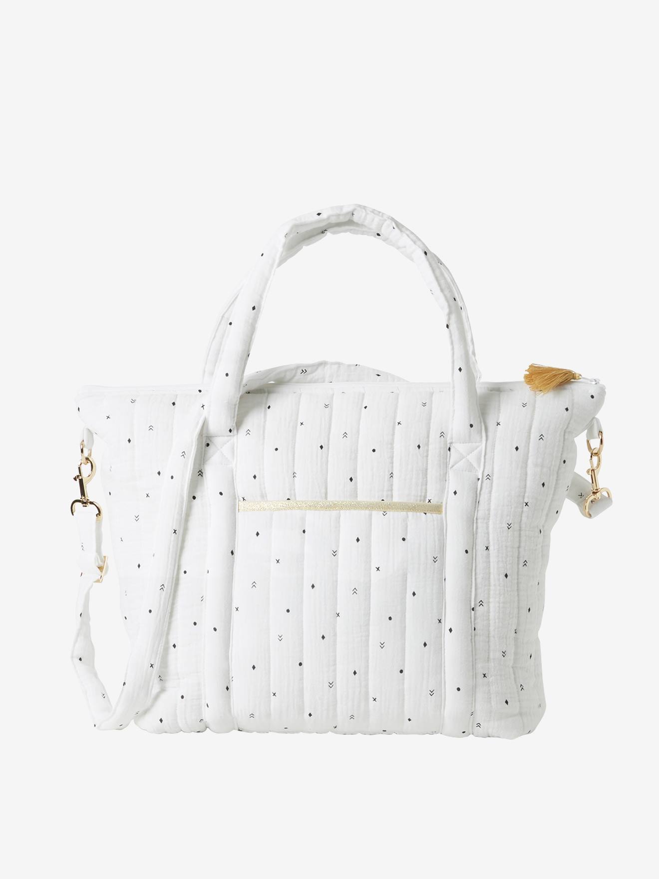 Bolsa de maternidade Plume, estampa branca vibrante