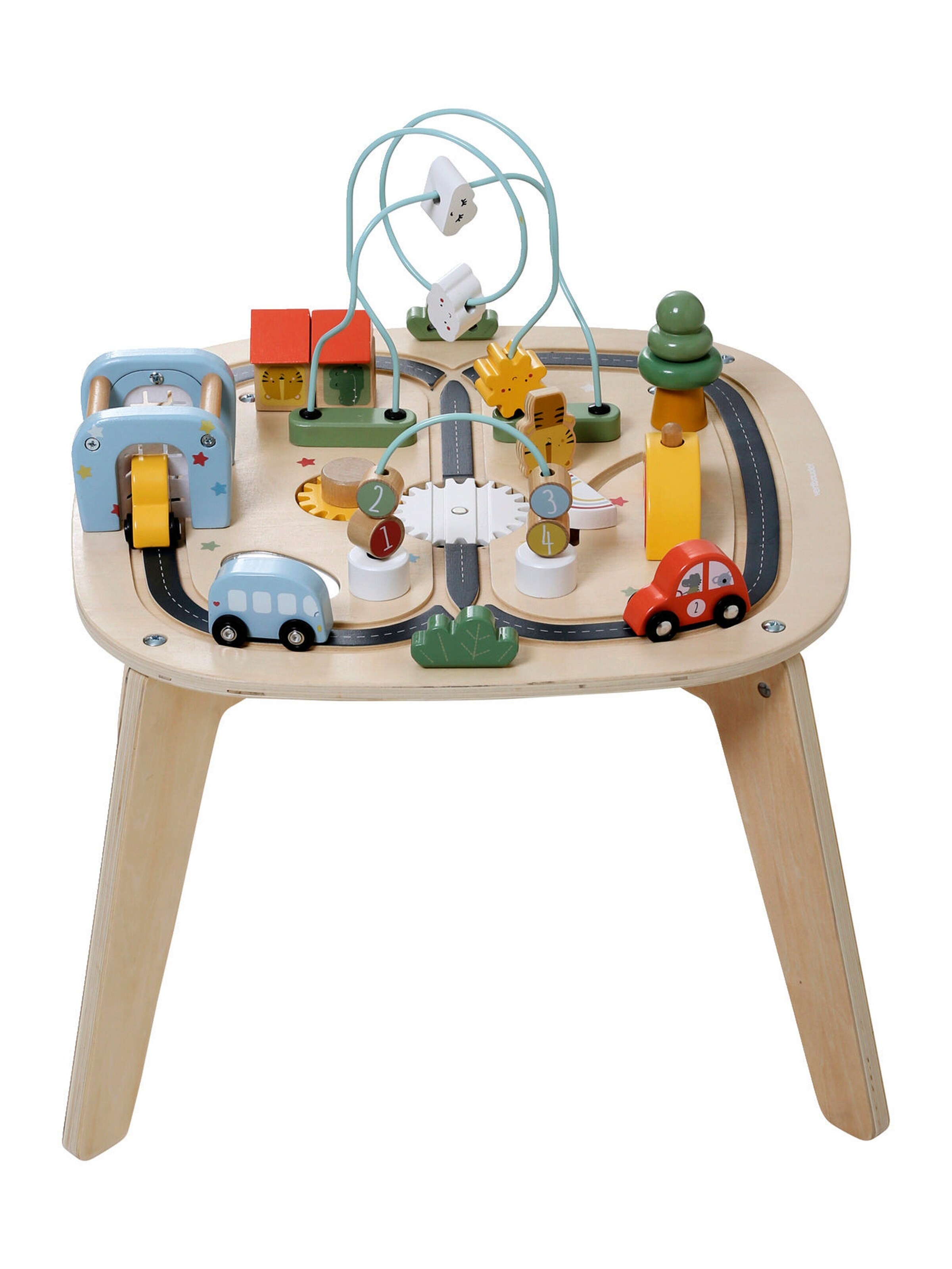 Vertbaudet Baby Activity-Tisch mit Autos, Holz FSC® beige